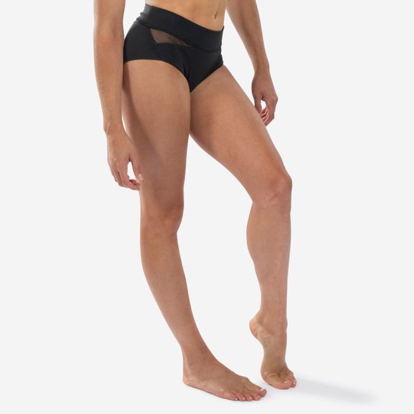 Spodenki do pole dance damskie Domyos. Czarne spodenki sportowe damskie DOMYOS, l, bez wzorów, z materiału, na fitness i siłownię. Za 59.99 zł.