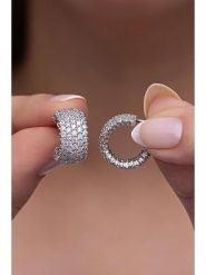 Lodie Silver Srebrne kolczyki-półkreole z cyrkoniami rozmiar: onesize. Szare kolczyki damskie Lodie Silver, z cyrkonią, srebrne. Za 100.75 zł.