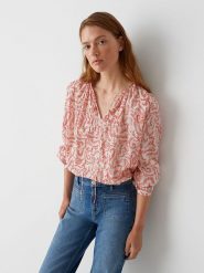 OPUS Bluzka w kolorze kremowym rozmiar: 38. Brązowe bluzki damskie Opus, bez wzorów, z bawełny, bez kołnierzyka, bez ramiączek. Za 143.99 zł.