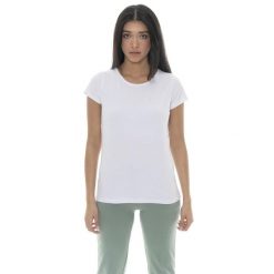 Koszulka z bawełna na trening na czas wolny. Białe bluzki damskie LEONE 1947 APPAREL, bez wzorów, z bawełny, sportowe, bez kołnierzyka, bez ramiączek. W wyprzedaży za 62.12 zł.