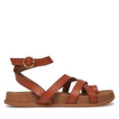 Sandały Roxy. Brązowe sandały damskie Roxy, bez wzorów, bez obcasa, na płaskiej podeszwie, bez zapięcia. Za 129.99 zł.