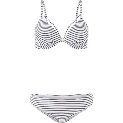 Bikini na fiszbinach (2 części) bonprix czarno-biały w paski. Białe bikini bonprix, w paski. Za 44.99 zł.