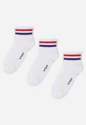 Białe 3-pack Skarpety za Kostkę z Bawełną Anlo. Białe skarpetki damskie Born2be, bez wzorów, z bawełny. Za 29.99 zł.