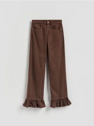 Jeansy wide leg z falbankami - dark grey jeans. Szare jeansy damskie Reserved. Za 139.99 zł.