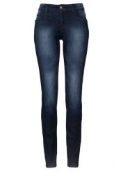 Jeansy skinny ze stretchem, mid waist. Niebieskie jeansy damskie bonprix. Za 84.99 zł.