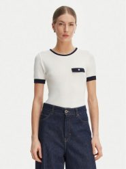 Rinascimento Bluzka CFM0012253003 Biały Slim Fit. Białe bluzki damskie Rinascimento, l, bez wzorów, z syntetyku, bez kołnierzyka, bez ramiączek. Za 349.99 zł.