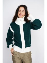 ASSUILI Kardigan w kolorze ciemnozielono-białym rozmiar: 42. Białe kardigany damskie Assuili, bez wzorów, z kaszmiru. Za 158.47 zł.