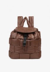 Brązowy Pikowany Plecak w Stylu Puffer z Klapą i Ściągaczem Ruvitte. Brązowe plecaki Born2be, bez wzorów, z dzianiny. Za 149.99 zł.
