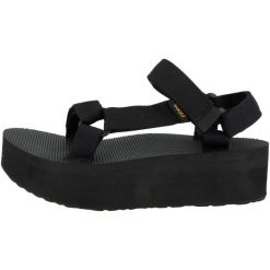 Sandały Teva Model W Flatform Univers Kolor Czarny. Czarne sandały damskie Teva, bez wzorów, z materiału, bez obcasa, bez zapięcia. W wyprzedaży za 265.05 zł.