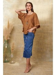 La Compagnie Du Lin Lniana koszulka "Calane" w kolorze karmelowym rozmiar: L. Brązowe bluzki damskie La Compagnie Du Lin, l, bez wzorów, ze lnu, bez kołnierzyka, bez ramiączek. Za 162.49 zł.