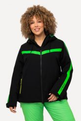 Damskie Kurtka narciarska stretch wodoodporna 2-kierunkowy zamek błyskawiczny. Czarne kurtki damskie Ulla Popken, plus size, bez wzorów, z elastanu, bez kaptura. Za 1,399.99 zł.