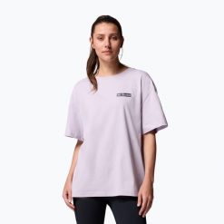 Koszulka trekkingowa damska Columbia Rolling Bend Graphic Oversized Tee. Fioletowe bluzki damskie Columbia, bez wzorów, casualowe, bez kołnierzyka, bez ramiączek. Za 109.99 zł.