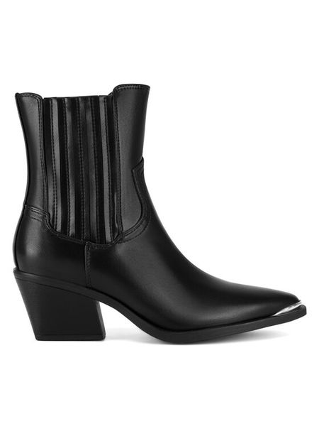 Jenny Fairy Kowbojki WYL3582-4 Czarny. Czarne botki damskie Jenny Fairy, z materiału, bez obcasa, na słupku, bez zapięcia. Za 179.99 zł.