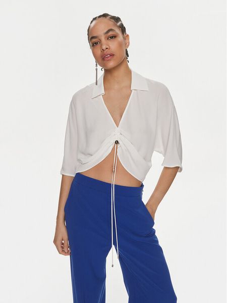 Patrizia Pepe Bluzka 2C1553/A8I1-W146 Biały Regular Fit. Białe bluzki damskie Patrizia Pepe, bez wzorów, z wiskozy, bez kołnierzyka, bez ramiączek. Za 819.99 zł.