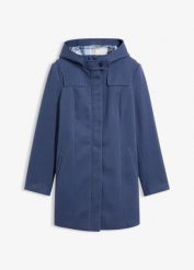 Długa kurtka z imitacji wełny z flanelową podszewką. Niebieskie kurtki damskie bonprix, bez wzorów, z wełny, bez kaptura. Za 349.99 zł.