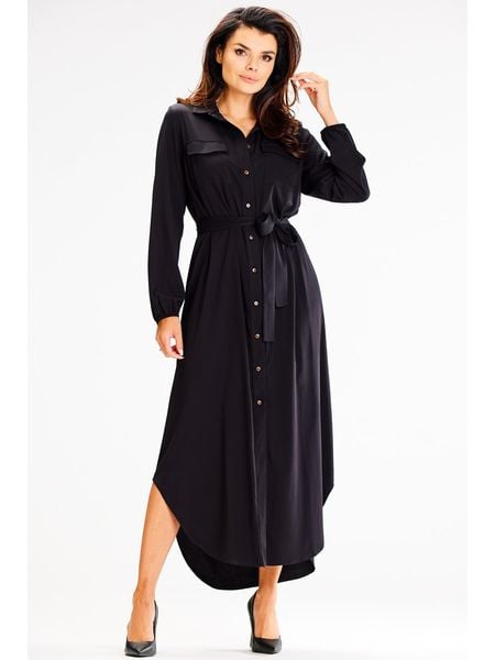 Awama Sukienka w kolorze czarnym rozmiar: L/XL. Czarne sukienki damskie Awama, bez wzorów, z tkaniny, bez ramiączek. Za 248.45 zł.