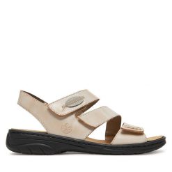 Sandały Rieker. Brązowe sandały damskie Rieker, bez wzorów, bez obcasa, na płaskiej podeszwie, bez zapięcia. Za 309.99 zł.