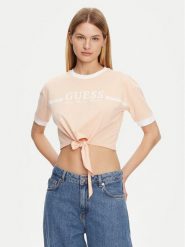 Guess T-Shirt V5GI05 I3Z14 Pomarańczowy Regular Fit. Brązowe t-shirty damskie Guess, xl, z aplikacjami, z bawełny, bez kołnierzyka. Za 109.99 zł.
