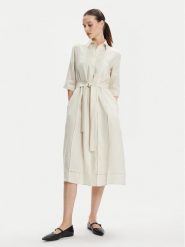 Max Mara Leisure Sukienka koszulowa Nocino 2416221028 Écru Regular Fit. Sukienki damskie Max Mara Leisure, bez wzorów, ze lnu, bez ramiączek. Za 2,109.00 zł.