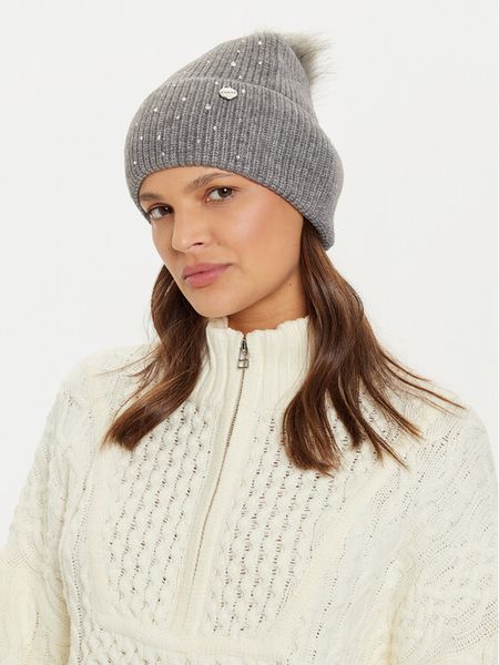Guess Czapka AW5213 POL01 Szary. Szare czapki damskie Guess, na zimę, z aplikacjami, z materiału. Za 119.99 zł.