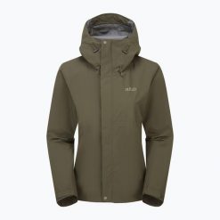 Kurtka przeciwdeszczowa damska Rab Downpour. Zielone kurtki damskie RAB, xs, bez wzorów, z materiału, bez kaptura. Za 459.99 zł.