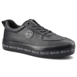 Czarne Sneakersy Big Star Damskie Wygodne Obuwie. Czarne obuwie sportowe damskie Big Star, na wiosnę, ze skóry ekologicznej, bez zapięcia. Za 105.00 zł.