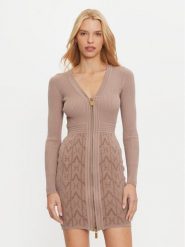 Marciano Guess Sukienka dzianinowa 4BGK91 5661Z Brązowy Slim Fit. Brązowe sukienki damskie Marciano Guess, z aplikacjami, z dzianiny, bez ramiączek. Za 1,089.00 zł.