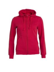 Clique Basic Hoody Full Zip Women - czerwona bluza z kapturem – red. Czerwone bluzy damskie CLIQUE, xl, bez wzorów, z bawełny, z kapturem. Za 187.61 zł.