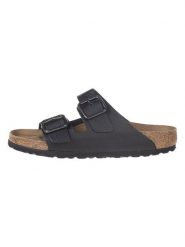 Birkenstock Skórzane klapki "Arizona" w kolorze czarnym rozmiar: 42. Czarne klapki damskie Birkenstock, bez wzorów, ze skóry, bez obcasa, bez zapięcia. Za 502.76 zł.