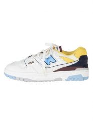 New Balance Skórzane sneakersy "BB550NCF" w kolorze biało-niebiesko-żółtym rozmiar: 42. Białe obuwie sportowe damskie New Balance, bez zapięcia. Za 215.21 zł.