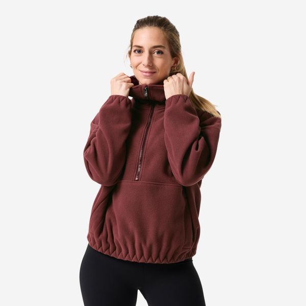 Bluza do jogi damska Domyos polar. Fioletowe bluzy damskie DOMYOS, l, bez wzorów, z materiału, bez kaptura. Za 119.99 zł.