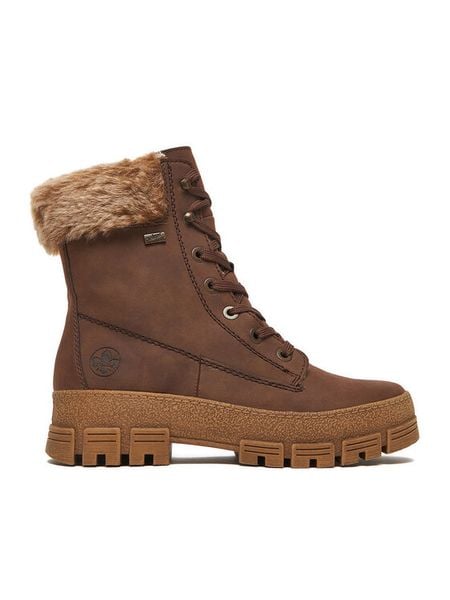 Rieker Trzewiki CEO-Y0230-24 Brązowy. Brązowe botki damskie Rieker, z materiału, bez obcasa, na płaskiej podeszwie, bez zapięcia. Za 309.99 zł.