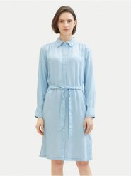 Tom Tailor Sukienka koszulowa 1040366 Błękitny Regular Fit. Niebieskie sukienki damskie Tom Tailor, bez wzorów, z lyocellu, bez ramiączek. Za 209.99 zł.