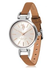 U.S. Polo Assn. Zegarek kwarcowy w kolorze srebrno-beżowo-jasnobrązowym rozmiar: onesize. Brązowe, analogowe zegarki damskie U.S. Polo Assn., metalowe. Za 214.70 zł.