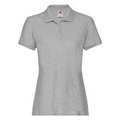 Damska Koszulka Polo Z Bawełny Premium. Szare koszulki sportowe damskie Fruit of the Loom, m, bez wzorów, z bawełny, bez ramiączek. Za 80.99 zł.