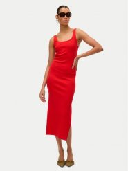 Vero Moda Sukienka codzienna Chloe 10325601 Czerwony Slim Fit. Czerwone sukienki damskie Vero Moda, bez wzorów, z bawełny, bez ramiączek. Za 89.99 zł.