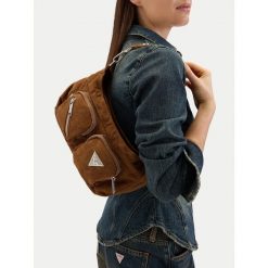 Torebka Guess Jeans. Brązowe torebki klasyczne damskie Guess Jeans, z jeansu, bez dodatków. Za 259.99 zł.