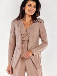 Żakiet Model A559 Beige - awama. Brązowe marynarki i żakiety damskie Awama, l, bez wzorów, z elastanu. Za 256.23 zł.