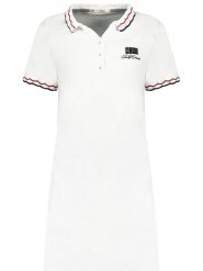 Geographical Norway Sukienka polo "Jamaela" w kolorze białym rozmiar: L. Białe sukienki damskie Geographical Norway, bez wzorów, bez ramiączek. Za 83.62 zł.