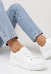 Białe Sneakersy na Grubej Podeszwie Hypnotic. Białe obuwie sportowe damskie Born2be, na lato, z dresówki, bez zapięcia, trekkingowe. Za 54.99 zł.