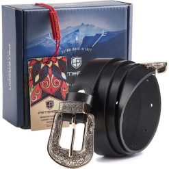 Pasek skórzany Peterson czarny PTN SSZ-3. Czarne paski damskie Peterson, z aplikacjami, ze skóry. Za 75.99 zł.