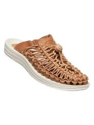 Keen Skórzane klapki "Uneek - Limited Edition" w kolorze jasnobrązowym rozmiar: 40. Brązowe klapki damskie Keen, bez wzorów, ze skóry, bez obcasa, bez zapięcia. Za 173.60 zł.