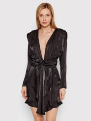 DeeZee Sukienka koktajlowa More Satin 3FB036 Czarny Regular Fit. Czarne sukienki damskie DeeZee, bez wzorów, z syntetyku, wizytowe, bez ramiączek. Za 169.99 zł.
