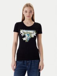 Guess T-Shirt W6RI35 J1314 Czarny Slim Fit. Czarne t-shirty damskie Guess, xl, z aplikacjami, z bawełny, bez kołnierzyka. Za 199.99 zł.