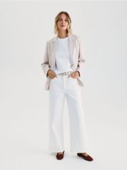 Jeansy wide leg - biały. Białe jeansy damskie Reserved. W wyprzedaży za 159.99 zł.