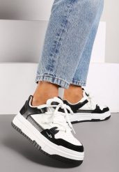 Czarne Sneakersy na Płaskiej Podeszwie Ozdobione Tłoczeniem Mlimara. Czarne obuwie sportowe damskie Renee, z jeansu, bez zapięcia. Za 69.99 zł.