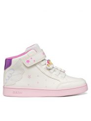 Geox Sneakersy J Eclyper Girl J66LRA 0BCQ6 C0653 M Biały. Białe buty sportowe dziewczęce Geox, ze skóry, bez zapięcia. Za 229.99 zł.