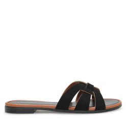Klapki Lasocki. Czarne klapki damskie Lasocki, bez wzorów, bez obcasa, bez zapięcia. Za 83.99 zł.