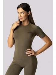 Spaio Koszulka termiczna "Alpha" w kolorze khaki rozmiar: L. Brązowe koszulki damskie Spaio, l, bez wzorów, z materiału, bez kołnierzyka, bez ramiączek. Za 92.21 zł.