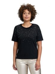 CARTOON Koszulka w kolorze czarnym rozmiar: 46. Czarne koszulki damskie Cartoon, bez wzorów, z bawełny, bez kołnierzyka, bez ramiączek. Za 69.99 zł.